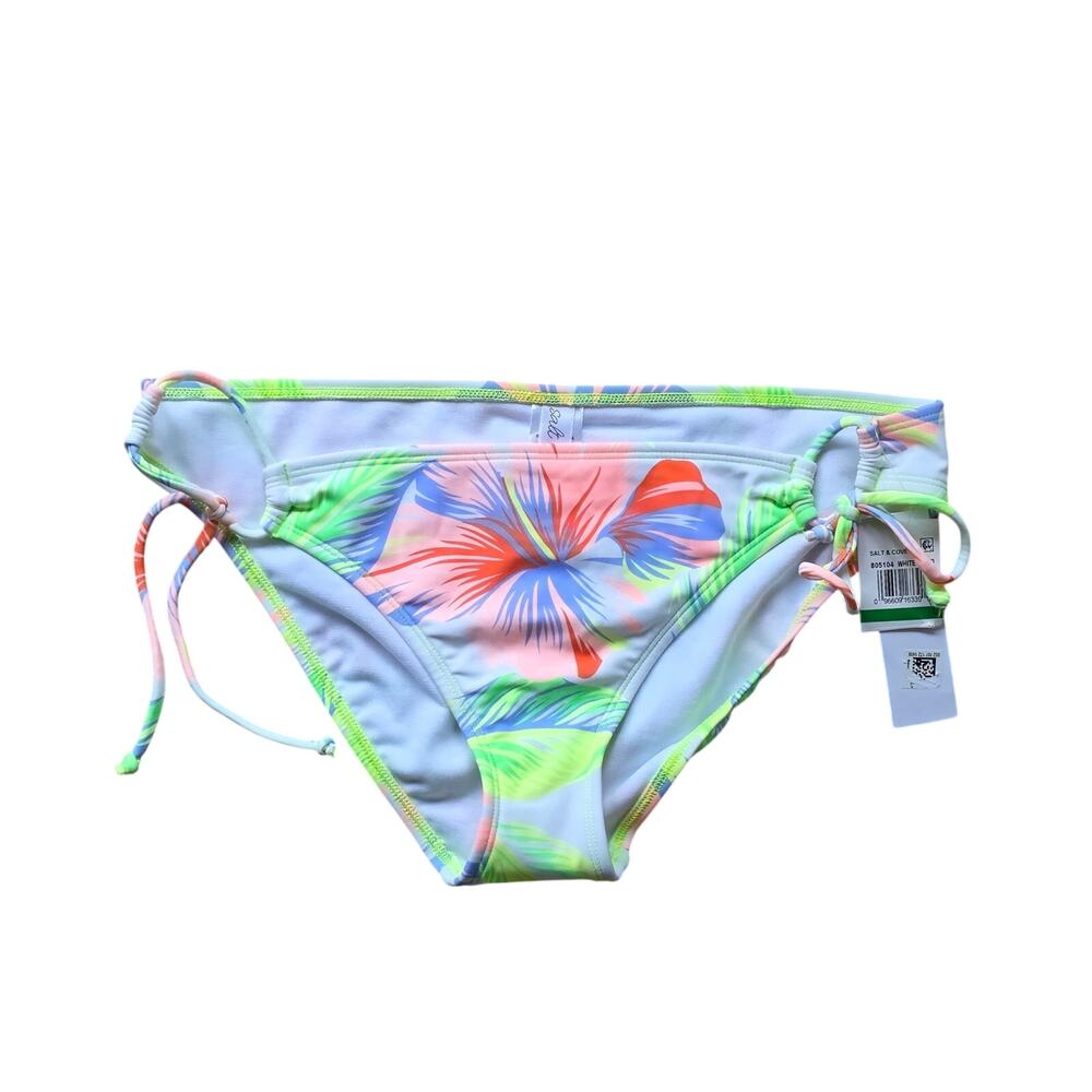 Salt + Cove Juniors’ Large Hibiscus Garden Side Tie Hipster Swim Bottoms